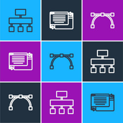 set line site map bezier curve and ui or ux vector image