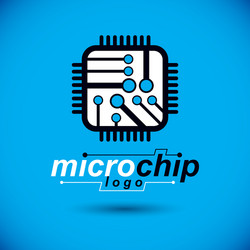 technology cpu design with square microprocessor vector image