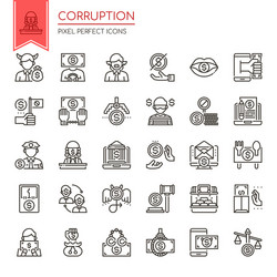 Corruption elements thin line and pixel perfect vector