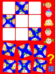 logic puzzle game with funny faces need to find vector image