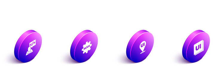 set isometric front end development ui or ux vector image