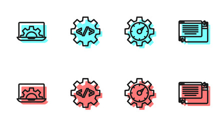set line website statistic development front end vector image