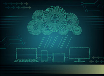 background computer cloud with rain of numbers vector image