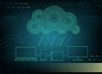 Background computer cloud with rain of numbers vector