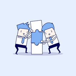 Businessmen with puzzle box vector