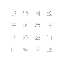 Files and folders sign linear thin icons set vector