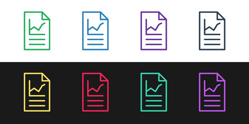 set line document with graph chart icon isolated vector image