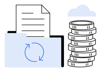 document in folder with circular arrows vector image
