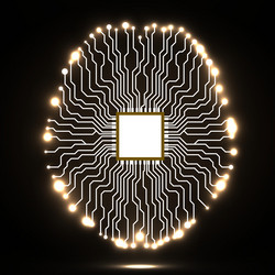 neon brain cpu circuit board abstract vector image