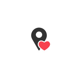 red location icon with heart gps pointer vector image
