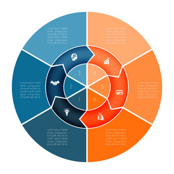 arrow ring infographics numbered for 6 positions vector