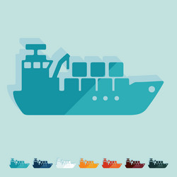 Flat design cargo ship Royalty Free Vector Image