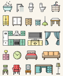 Bathroom interior set with bath sink toilet bowl Vector Image