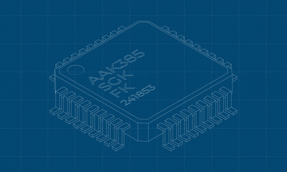 microchip computer electronic component blueprint vector image