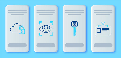 set line eye scan key cloud computing lock vector image