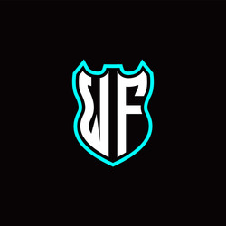 w f initial logo design with shield shape vector image