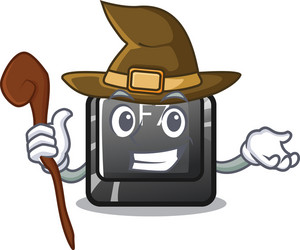 Witch f7 button installed in computer cartoon vector