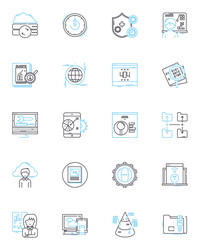 computer nerk linear icons set ethernet lan vector image