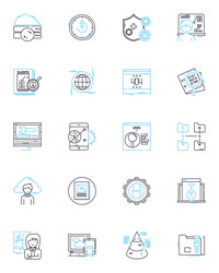 Computer nerk linear icons set ethernet lan vector