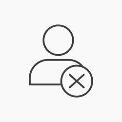 delete user icon isolated in black line vector image