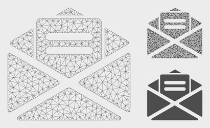 open mail mesh carcass model and triangle vector image
