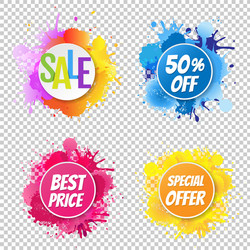 sale banner with color text blobs vector image