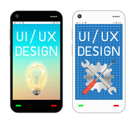 smartphone with ui and ux design on screen vector image