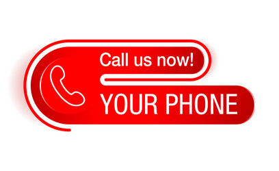 Call us red rounded button for phone number vector