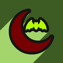 flat with shadow icon moon and bat on colored vector image