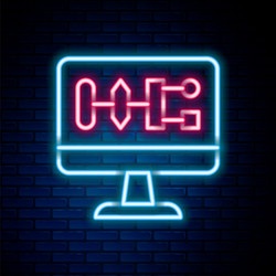 glowing neon line algorithm icon isolated on brick vector image