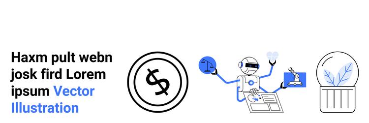 robot multitasking with ai components data vector image