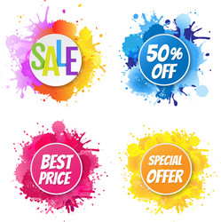 sale banner with color text blobs white vector image