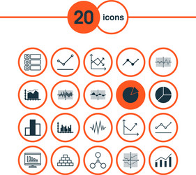 set of graphs diagrams and statistics icons vector image