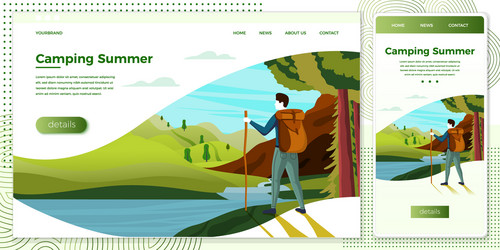 Camping man with mountains vector