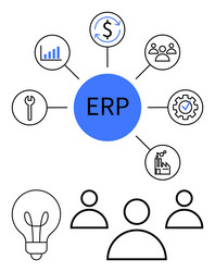 erp system with interconnected tools and concepts vector image