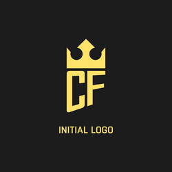 monogram cf logo shield crown shape elegant vector image