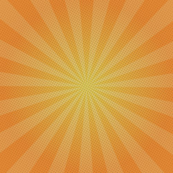 Orange rays retro background with halftones vector