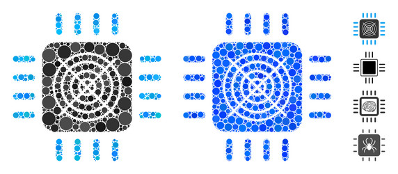 Asic processor composition icon spheric items vector