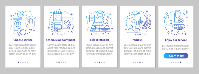 Nail salon onboarding mobile app page screen vector