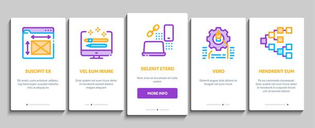 Front end development onboarding elements icons vector