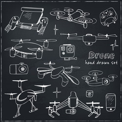 Hand drawn element drone and controller connecting vector