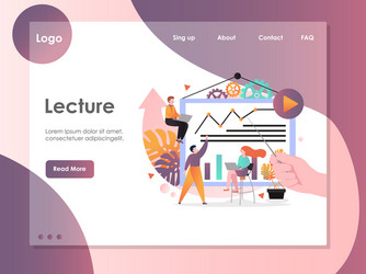 Lecture website landing page design vector