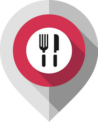 map pin food symbol gps pointer folded from gray vector