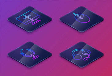 set isometric line computer monitor microphone vector image