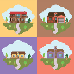 Colorful landscape with group of country houses vector