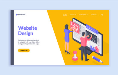 designers working on website ui isometric vector image
