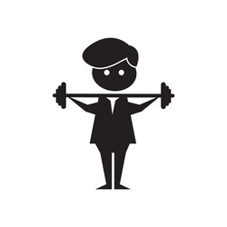 Flat icon in black and white man barbell vector