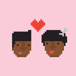 Pixel art style afro american couple in love vector