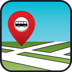 Street map icon with the pointer bus stop vector