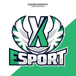 eagle wing esport logo letter x design template vector